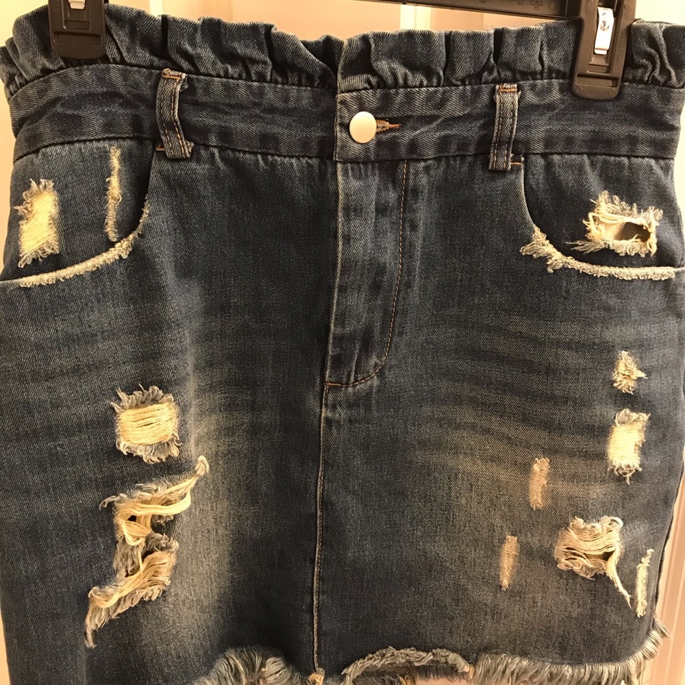 Hayden distressed  blue denim mini skirt Sz M